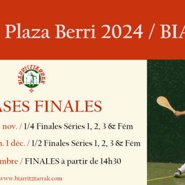 1/4 Finales les 23 et 24 Novembre